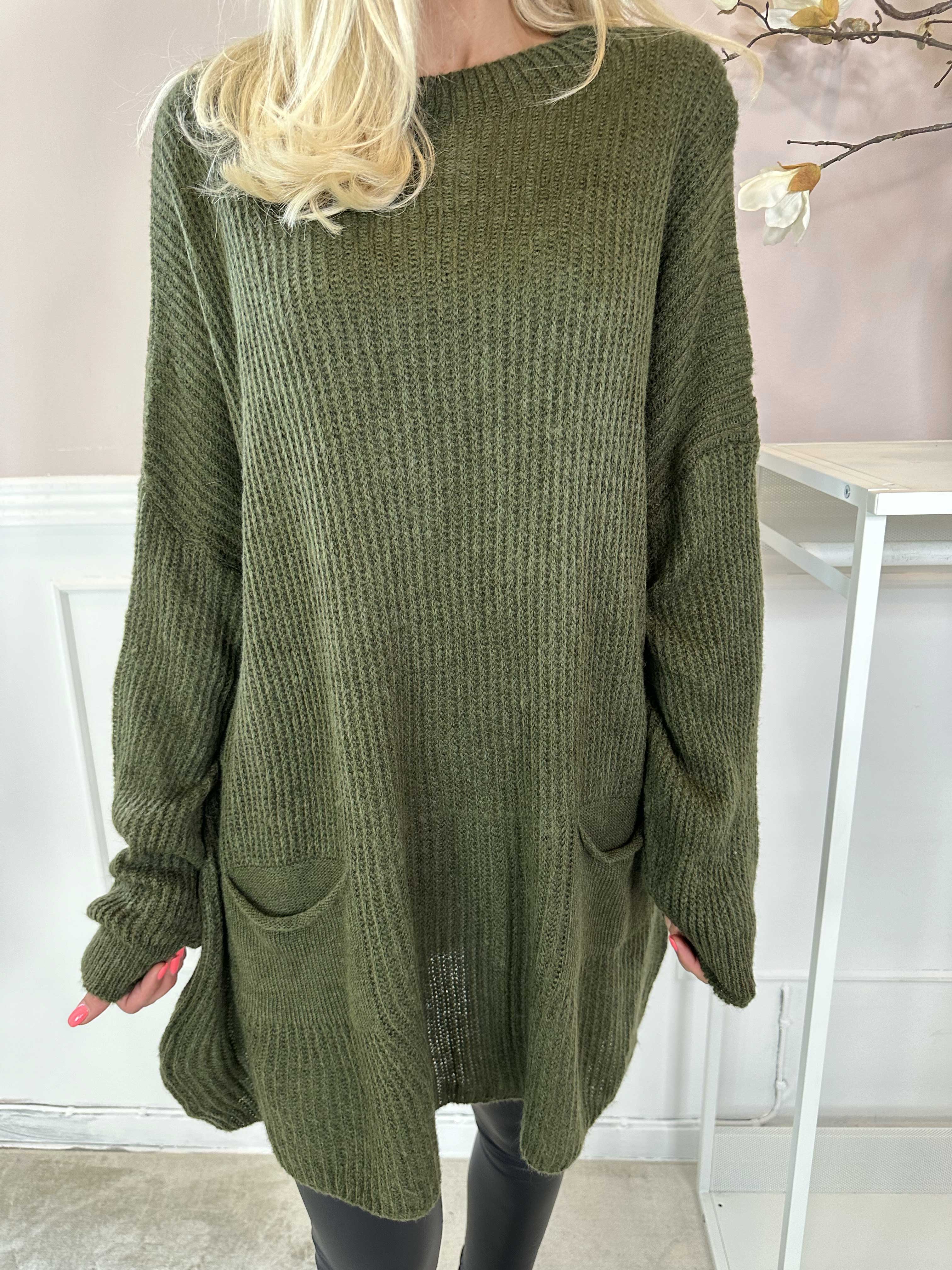 Dakota - Lang strikbluse med lommer